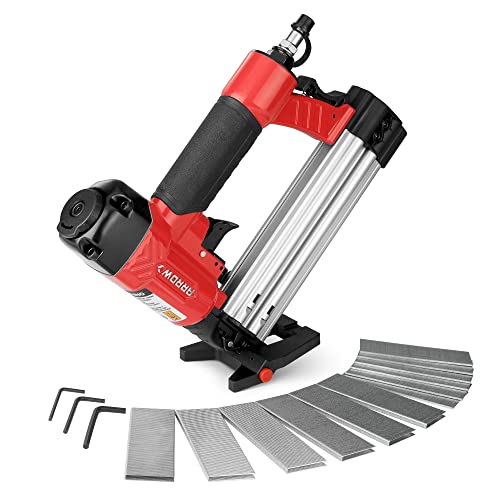 Arrow 4-in-1 Pneumatic 18 Gauge Flooring Stapler/Nailer, Oil-Free Mini 18 GA Pneumatic Flooring Staple Gun/Nail Gun with 1200 Pcs Staples/Nails, - WoodArtSupply