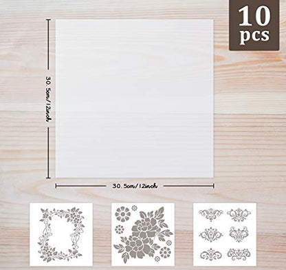 ilauke 10 Pieces 7.5mil Mylar Stencil Sheets, 12x12 inch Reusable Blank Stencil Vinyl, Clear Mylar Template for Cricut Cutting Machine, Make Your Own - WoodArtSupply