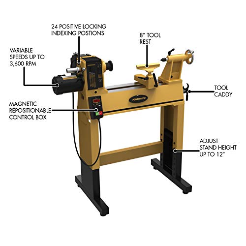 Powermatic 14" x 20" Woodworking Lathe with Stand, 1 HP, 1Ph 120V (Model PM2014) - WoodArtSupply