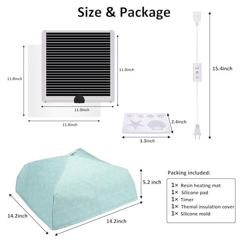 Resin Heating Mat, Resin Fast Curing Machine, Resin Molds Heating Pad Kit, Epoxy Resin Dryer Kit with Timer Cover Silicone Pad Mold for Beginners - WoodArtSupply