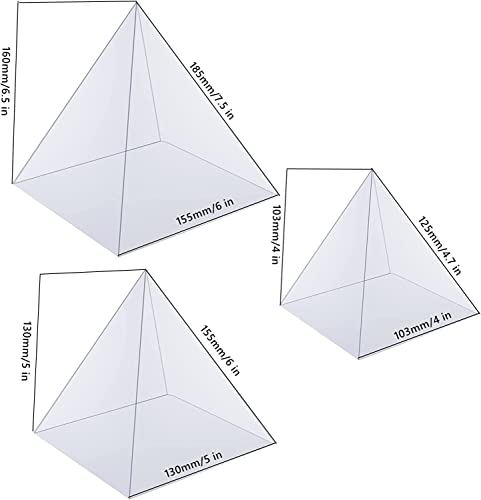 3 PCS Clear Pyramid Molds for Resin, 3Pcs 4.7''6''7.5'' Inner Large Pyramid Silicone Molds for Epoxy Resin + 1Pcs Plastic Frame, Pyramid Resin Mold Charmewooden