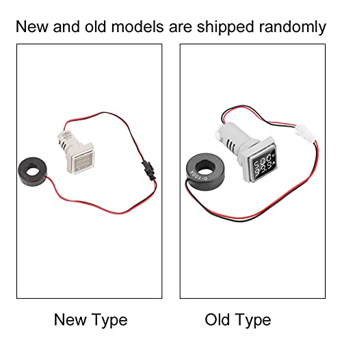 LED Display Voltmeter, Voltage Tester Current Detector Square 22mm Dual Display Panel Voltmeter Ammeter AC 0-100A 60-500V Meter Indicator (White) Hyuduo