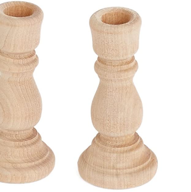 Unfinished Natural Wood Candle Sticks Set by Factory Direct Craft - Set of 12 Wooden Candle Holders for DIY Crafts and Decorating Made in USA (Sizes Factory Direct Craft