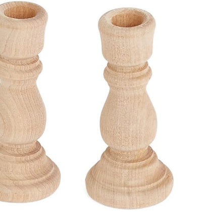 Unfinished Natural Wood Candle Sticks Set by Factory Direct Craft - Set of 12 Wooden Candle Holders for DIY Crafts and Decorating Made in USA (Sizes