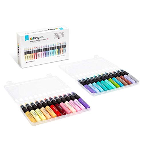  KINGART 583-24 Pastel GEL STICK Set, Artist Pigment Crayons, 24  Unique Colors, Water Soluble, Creamy, and Odorless, Use on Paper, Wood,  Canvas and more