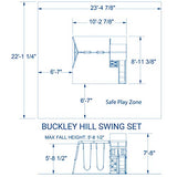 Backyard Discovery Buckley Hill Wooden Swing Set, Made for Small Yards and Younger Children, Two Belt Swings, Covered Mesh Fort with Canopy, Rock Backyard Discovery
