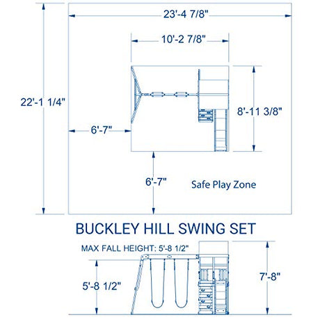 Backyard Discovery Buckley Hill Wooden Swing Set, Made for Small Yards and Younger Children, Two Belt Swings, Covered Mesh Fort with Canopy, Rock Backyard Discovery
