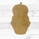 Flower Pot Pumpkin Stack, Fall Shape, Unfinished Wood Cutout, Paint by Line, Build-A-Cross Build-A-Cross