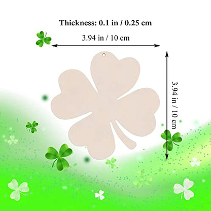 20pcs Shamrock Wood DIY Crafts Cutouts Wooden St. Patrick's Day Hanging Ornaments with Hole Hemp Ropes Gift Tags for Irish Festival St. Patrick's Day