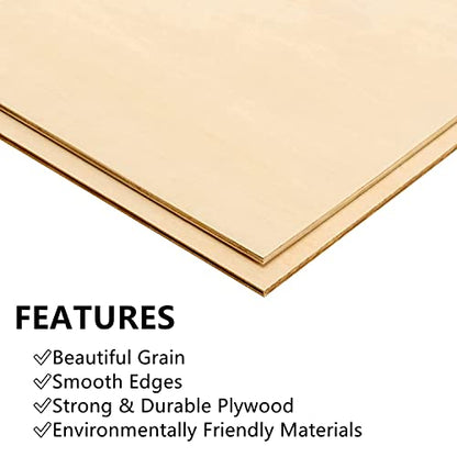 RHBLME 12 PCS Baltic Birch Plywood 1/8, 12 x 12 Inch Basswood Sheets for Crafts, Unfinished Wood Thin Wood Board, Square Plywood Boards for Crafts