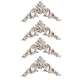 LIOOBO Home Decoration 4pcs Wood Carved Onlay Applique Unpainted Rose Flower Applique for DIY Craft Door Home Furniture Decoration 15cm Corner LIOOBO
