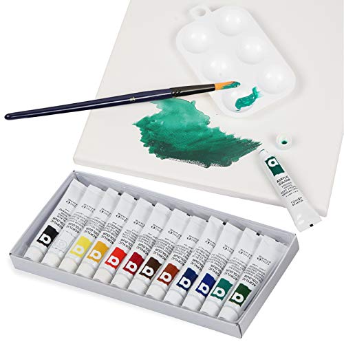 Falling in Art Tabletop Easel Set - 24 Pieces Starter Kit - Artist Acrylic Painting Kit with 12 Acrylic Paints Set, Canvas Panels, Brushes, Wooden - WoodArtSupply