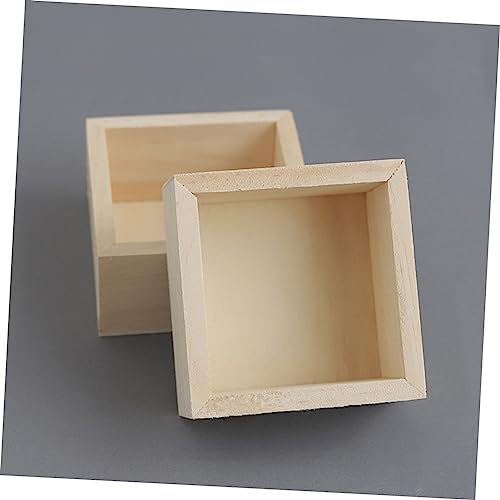 TEHAUX 6pcs Box Storage Wooden Box Without Lid Desktop Storage Craft Storage Containers Wooden Crates Unfinished Jewelry Organizer Tray Wooden Crafts TEHAUX
