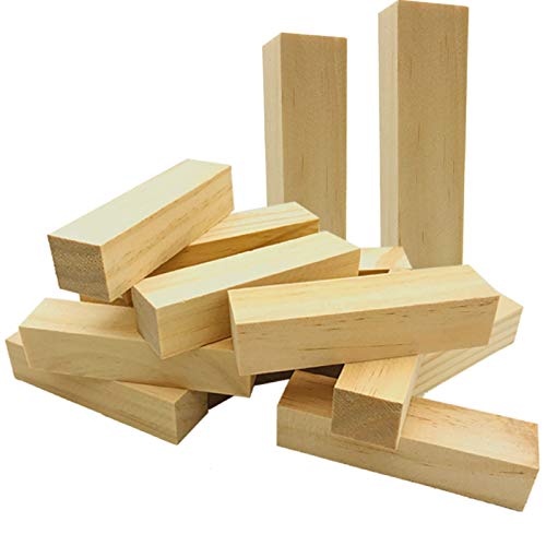 Fycooler Basswood Carving Blocks Whittling Wood Carving Blocks Basswood for Carving Unfinished Wood for Crafts Wooden Block Set Bass Wood for Wood Fycooler
