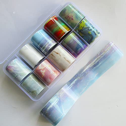 LoveOurHome 30 Sheet Holographic Nail Transfer Foils Marble Starry Sky Gold Silver Nails Art Foil Stickers Decals Manicure Fingernail Tattoo LoveOurHome