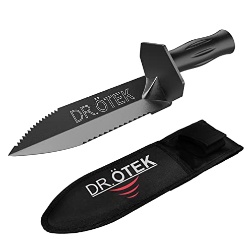 DR.ÖTEK Metal Detector Shovel for Digging, Heavy Duty Double Serrated Digging Tool with Carry Sheath, Digger Trowel for Gardening, Camping, DR.ÖTEK