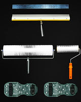 QWORK Self-Levelling Cement Tool Kit, Floor Construction Roller Spike Shoes, Epoxy Floor Paint Tool, Stainless Steel Scraper Self-Leveling Rake QWORK