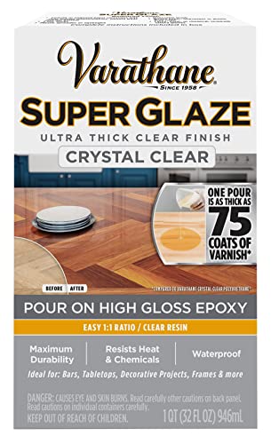 Varathane Rust-Oleum Parks Super Glaze, 241352 Ultra Glossy Epoxy Finish and Preservative Kit, Clear 32 Fl Oz Varathane
