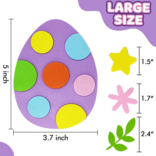 Hifunwu 24 Pcs Foam Easter Eggs for Crafts Easter Foam Crafts Stickers Set with Rhinestones Easter Crafts for Kids Party Favors Supplies - WoodArtSupply