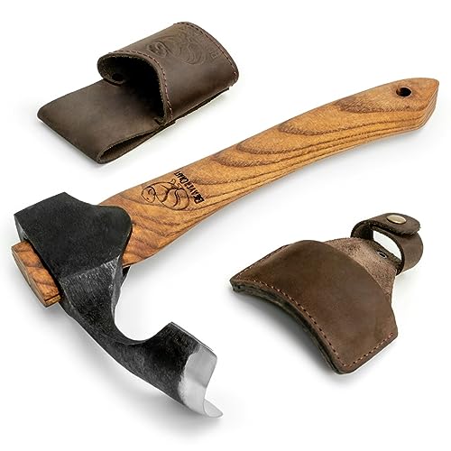 BeaverCraft Forged Adze Woodworking Bowl Adze with Wooden Handle Woodcarving Curved Adze - Wood Carving Axe Gutter Adze - Hand Wood Carving Tools - WoodArtSupply