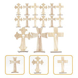 TEHAUX 30pcs Cross Wood Mini Wood Crosses Wooden Cross Shapes Blank Cross Cutouts Catholic Cross Ornament Wood clinging Cross Table top Decor TEHAUX