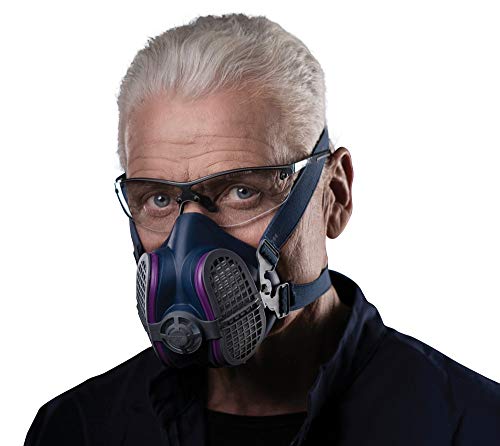 GVS SPR456 Elipse P100 Nuisance Dust Half Mask Respirator with replaceable and reusable filters included, Medium/Large, Blue Elipse