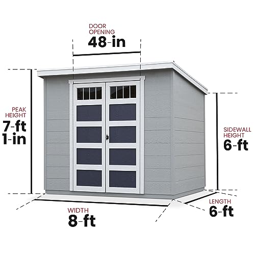 Handy Home Products Highland 8x6 Modern Wooden Storage Shed - WoodArtSupply