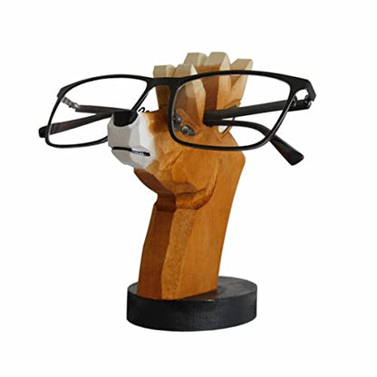 MAGIC WOOD Handmade Wood Carving Eyeglasses Holder Stand Sunglasses Display Stand Home Office Desk Décor Gift (Deer) - WoodArtSupply