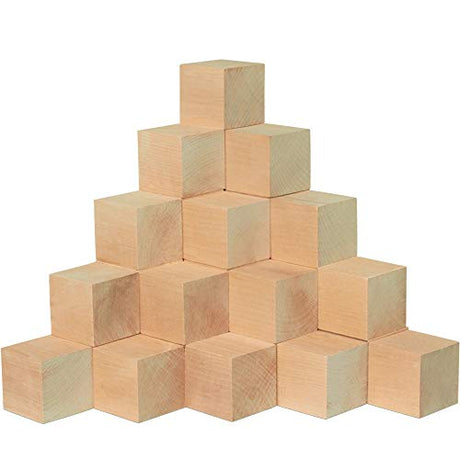 Unfinished Wood Cubes 2-inch, Pack of 6 Large Wooden Cubes for Wood Blocks Crafts and Decor, by Woodpeckers Woodpeckers