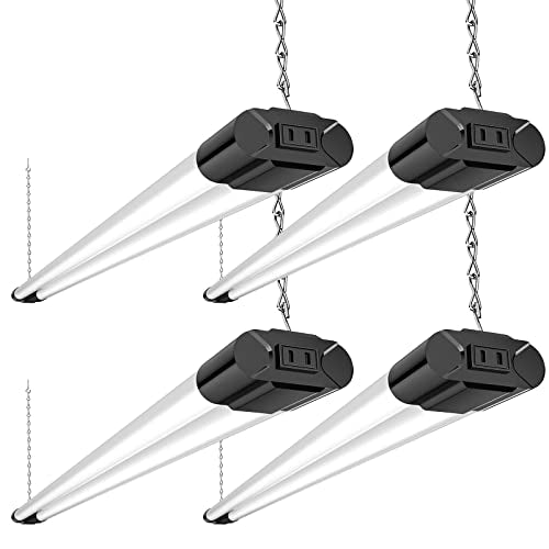 BBOUNDER 4 Pack Linkable LED Utility Shop Light, 4400 LM, Super Bright 6500K Cool Daylight, 4 FT, 48 Inch Integrated Fixture for Garage, 40W BBOUNDER
