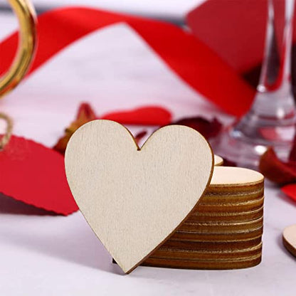 2-Inch Wooden Hearts for Crafts, 100 Pcs Heart Shaped Wood Sheets, Christmas Wood Decorations for Tree, Blank Unfinished Wood Ornaments for Wedding,