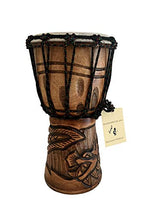 Djembe Drum Solid Wood Deep Carved Bongo Congo African Drum - 12" HIGH MED SIZE - Professional Quality - NOT MADE IN CHINA - JIVE BRAND (Dragon) Jive