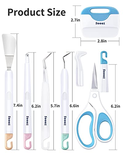 Sooez Weeding Tools for Vinyl, 6PCS Basic Tools Set for Cricut, Precision Craft Vinyl Tool Kit, Scoring - WoodArtSupply