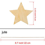 Pangda 20 Packs Wooden Star Cutouts Hanging Ornaments with 20 Packs Strings for Wedding, DIY, Craft, Festival, Decoration, Embellishments Pangda