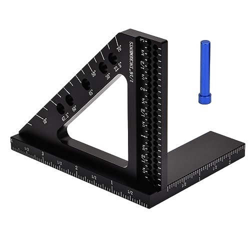 GOINGMAKE Carpenter Square 3D Multi Angle Measuring Ruler Hole Position Scribing Ruler Precision 45 and 90 Degree Woodworking Square Small Framing