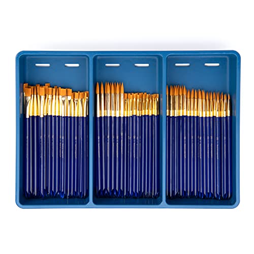 Royal Brush Gold Taklon Paint Brush Super Value Pack, Assorted Sizes, 120 Brushes Royal Brush