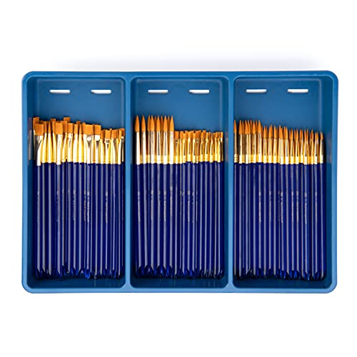 Royal Brush Gold Taklon Paint Brush Super Value Pack, Assorted Sizes, 120 Brushes - WoodArtSupply