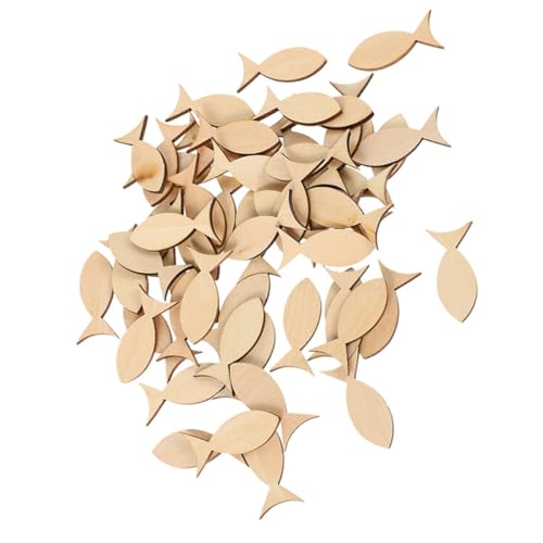 BESTOYARD 100pcs Decor Wooden Slice Unfinished Wooden Chips Adorn Animal Cutout Wood Slices Wood Blank Slices Unfinished Fish Cutouts Wooden Slices