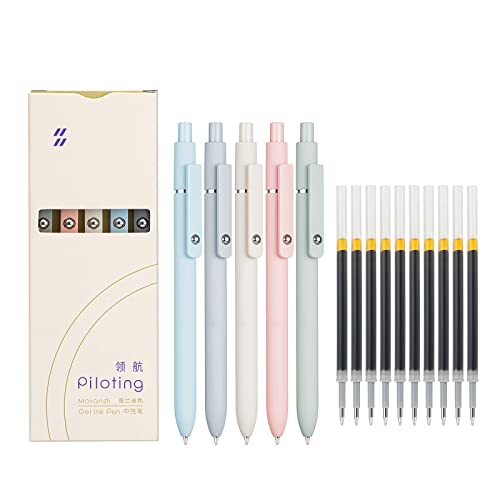 Lanxivi 5PCS Gel Pens Quick Dry Ink Pens Black Refill with 10 Additional Refills 0.5mm Fine Point Premium Retractable Ballpoint Pens Lanxivi