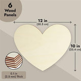 12 Inch Unfinished Wooden Hearts for Crafts, DIY Holiday Decor (6 Pack) Juvale