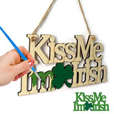 4 Pieces St. Patrick's Day Blank Wooden Ornament, Unfinished Hanging Shamrock Wooden Pendant, Clover Shaped Wood Embellishments with Twines for Irish Attria