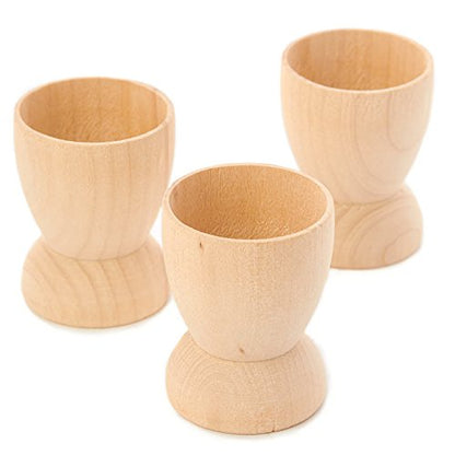 Package of 9 Unfinished Wood Egg Cups for Crafting, Designing and Easter Creations - WoodArtSupply