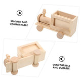 MAGICLULU 2pcs Diy Train Pen Holder Small Unfinished Wood Basket Cute Pen Pot Statues Diy Wood Ornaments Kids Painting Wood Kit Wood Decor Kids MAGICLULU
