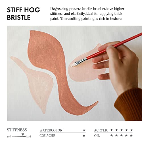 ARTIFY 41 Pieces Long Handle Paint Brushes, Expert Series, Hog Bristle, Horse Hair and Nylon Hairs Art Set Includes a Carrying Canvas Roll, for ARTIFY art supplies