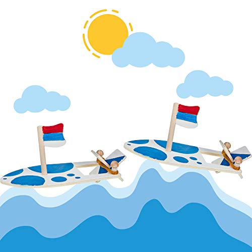Gejoy 8 Pieces DIY Wooden Sailboat Rubber Band Paddle Boat Paint and Decorate Wooden Sailboat for Birthday Carnival Party DIY Craft Gejoy