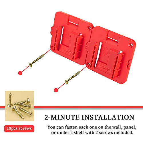 5 Pack Battery Holder for Craftsman 20V Battery Mounts Dock Holder Fit for CMCB204 CMCB202 CMCB201 CMCS500B(w/10 Screws, No Battery) Crivnhar