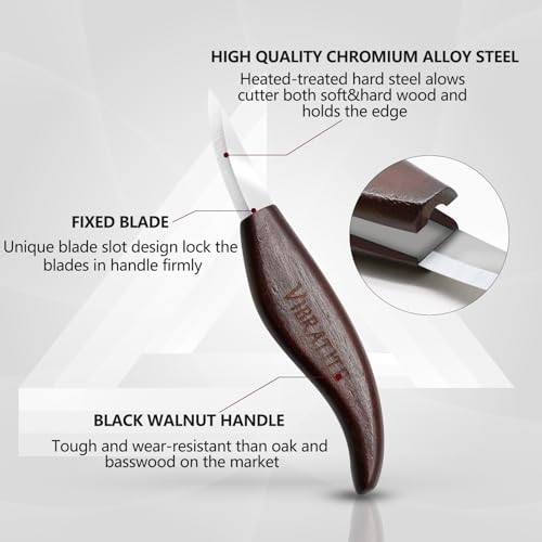 VIBRATITE Wood Carving Tools Set - Wood Carving Kit with Detail Wood Knife, Woodworking Whittling Kit for Beginners, DIY VIBRATITE