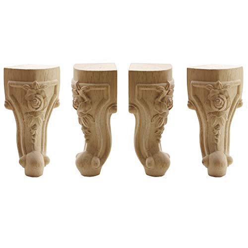 WEICHUAN Solid Unfinished Carved Wood Furniture Legs Replacement Sofa Couch Chair Ottoman Loveseat Coffee Table Cabinet Furniture Wood Legs Wood - WoodArtSupply