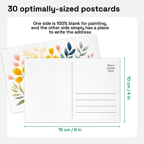 ARTISTRO 30 Watercolor Postcards 4x6 Inches - Heavyweight Paper Cards 140lb (300gsm) - Blank Postcards for Mailing, DIY Thank You Card, Greetings ARTISTRO