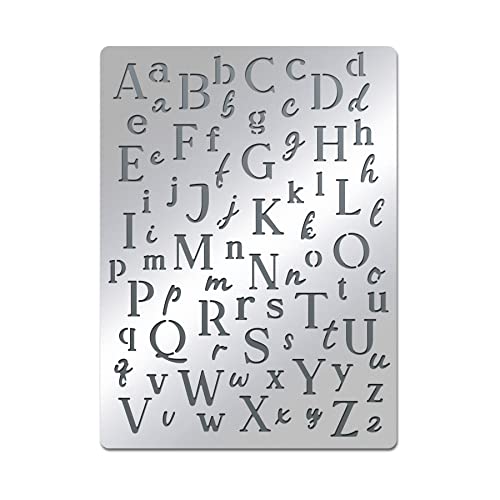 BENECREAT Letters Stencils, Irregular A to Z Alphabet Metal Stencil Uppercase Lower Letters Template for Painting, Wood Burning, Engraving, BENECREAT